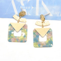 2021 FW collection newest design glam boutique acetate square gold earrings